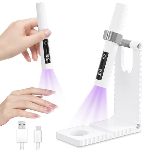 Lampe UV Flintronic pour Gels Ongles, Mini Lampe à Ongles Portable avec Support, Rechargeable 2 Modes Minuterie, Lampe UV LED avec Écran LCD.
